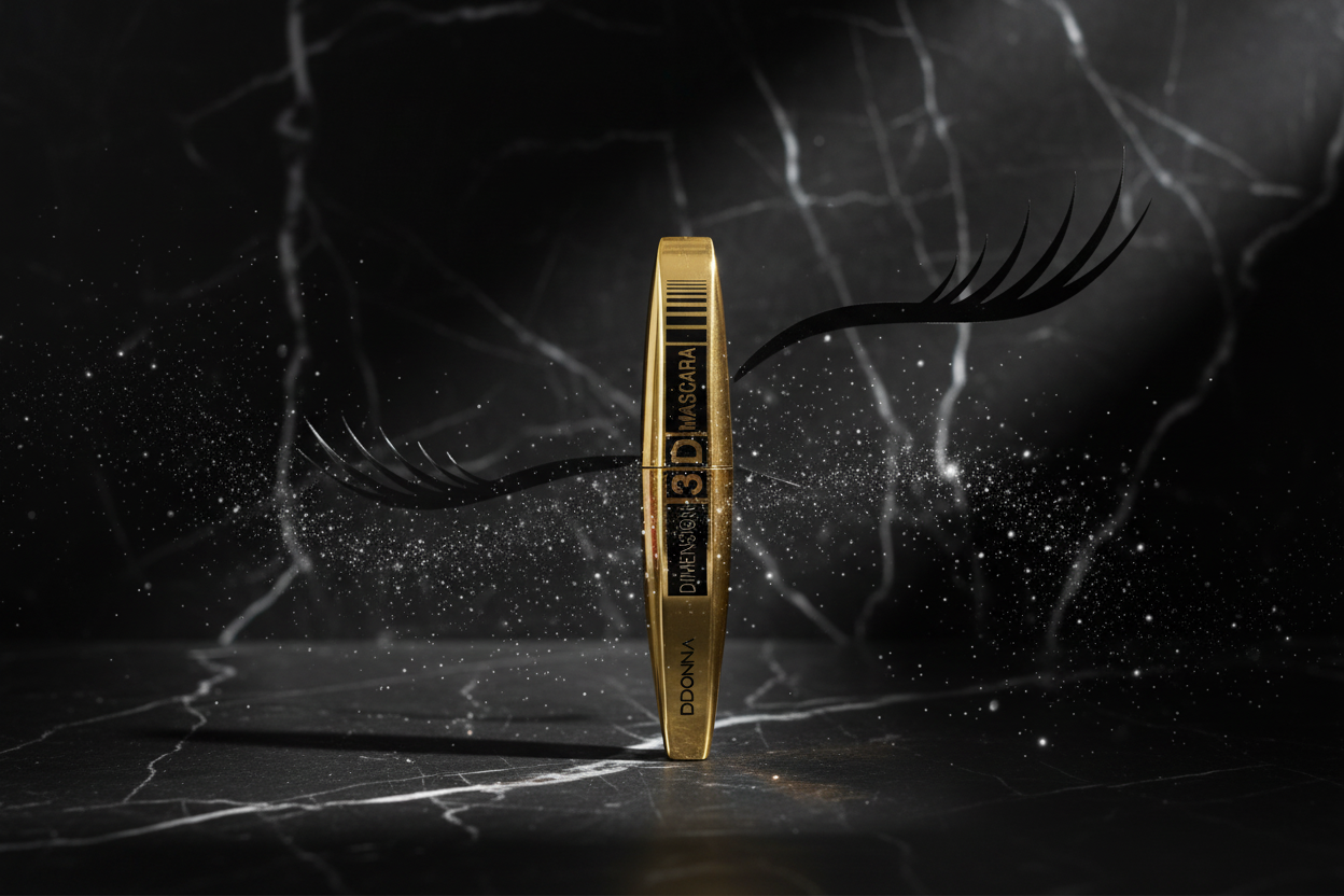 Mascara 3D noir sur fond élégant